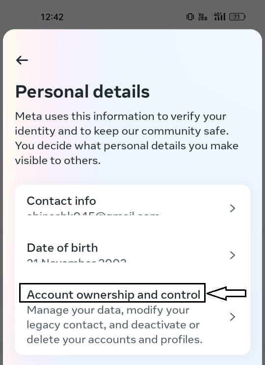 Instagram delete Account ownership