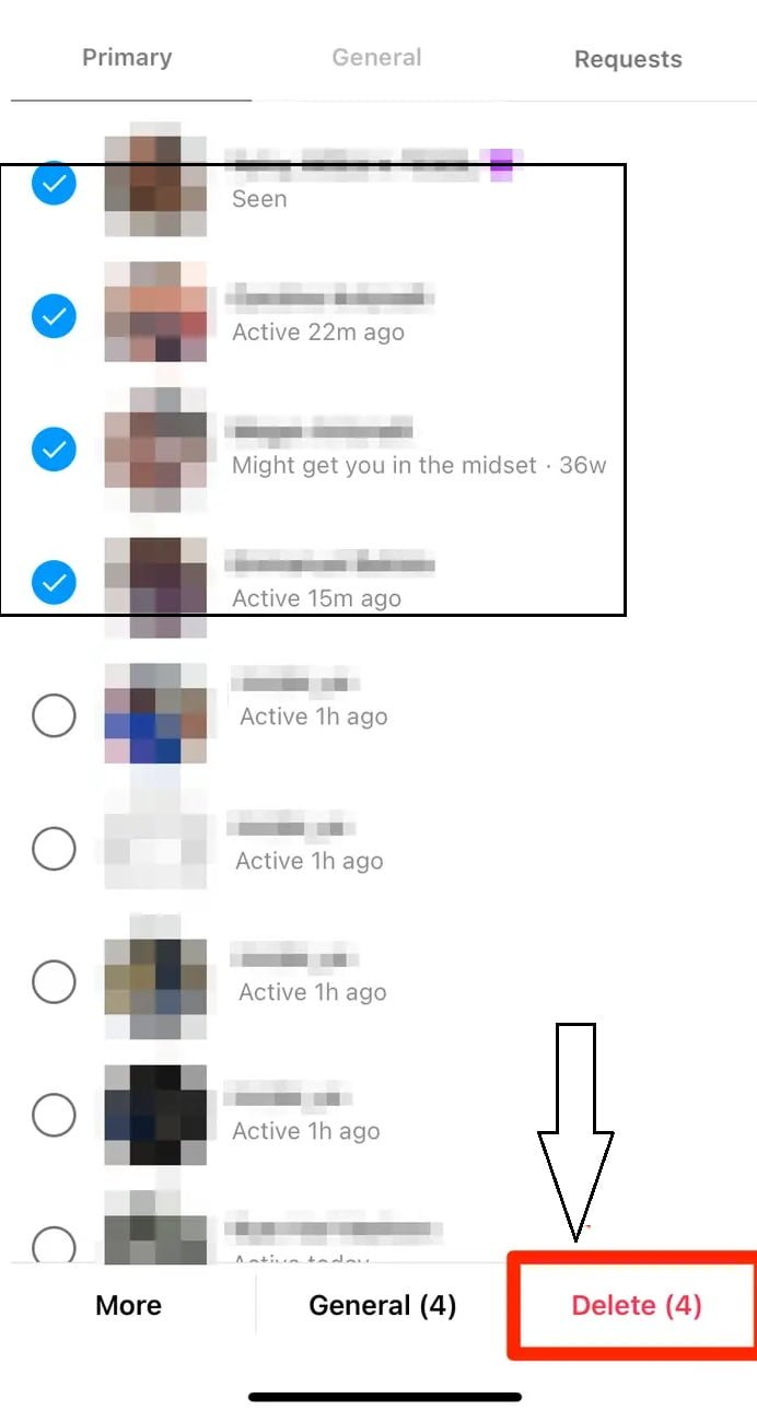 instagram massage delete
