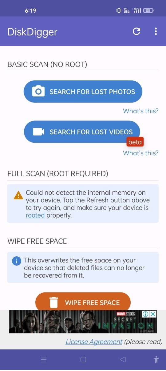 Delete Hui Photo Ya Video recover App open