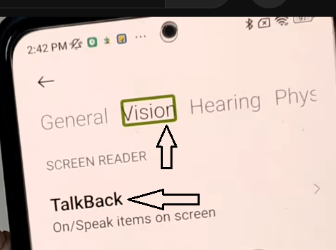 redmi smart phone Talkback Off kre