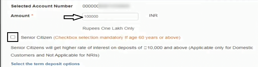 SBI fd Amount