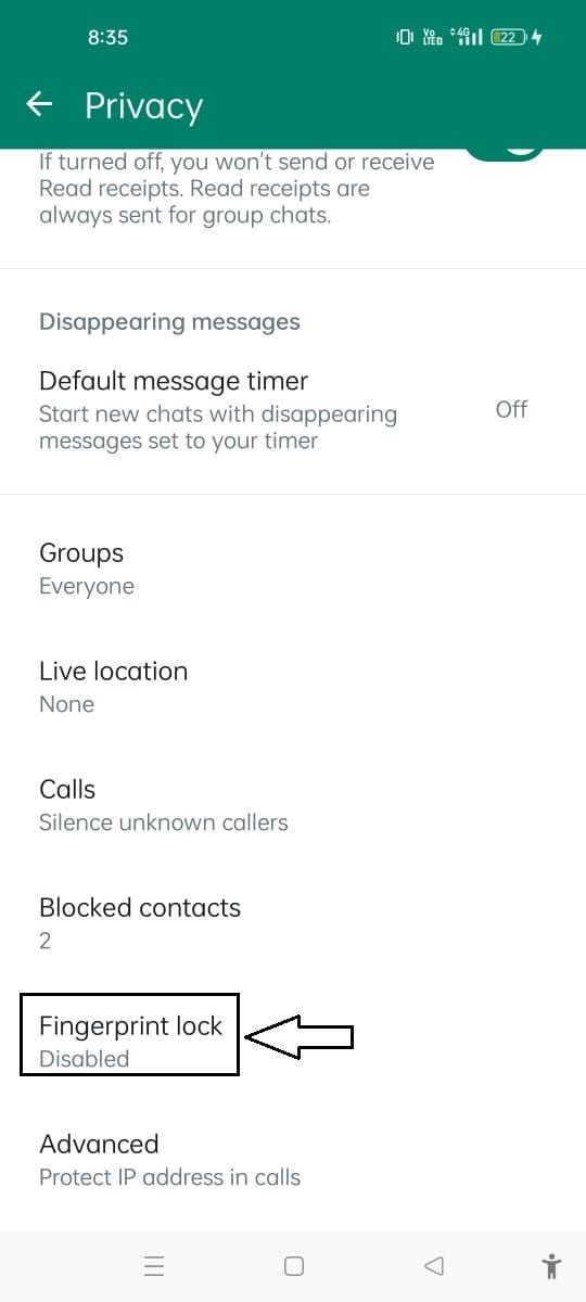 WhatsApp fingerprint lock 