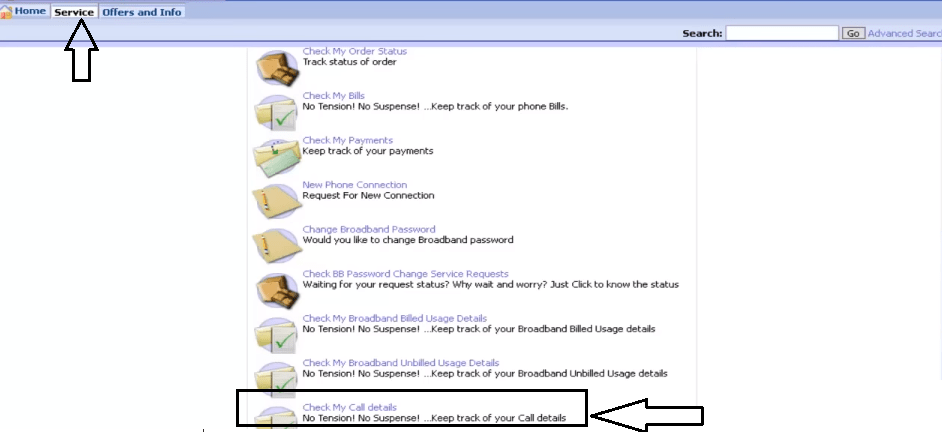 BSNL call history