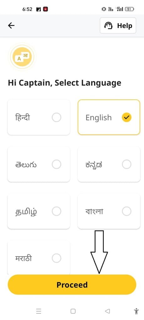 Rapido language select