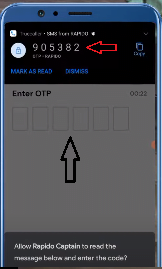 rapido mobile otp