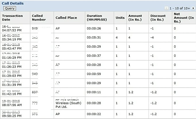 bsnl call history