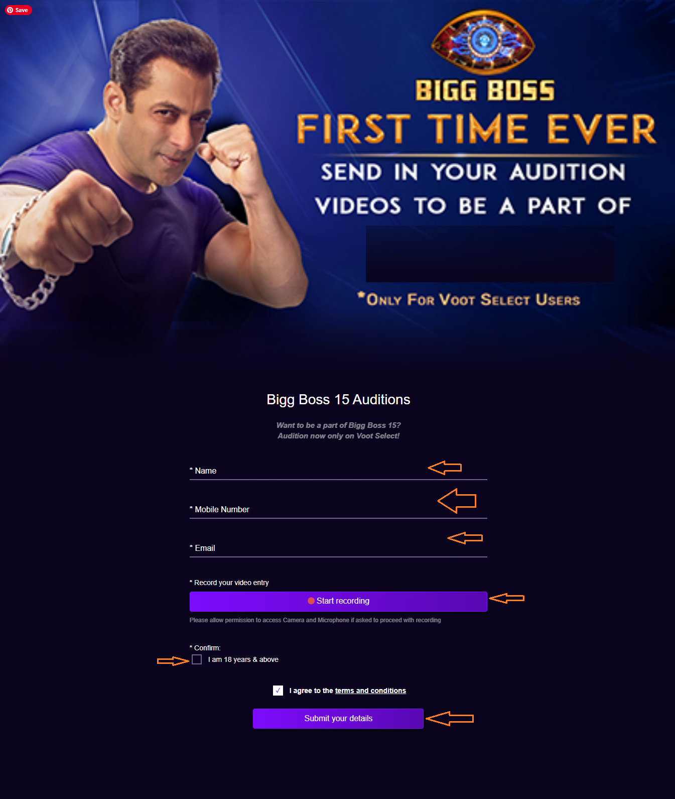 Bigg boss registration