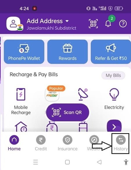 PhonePe application History