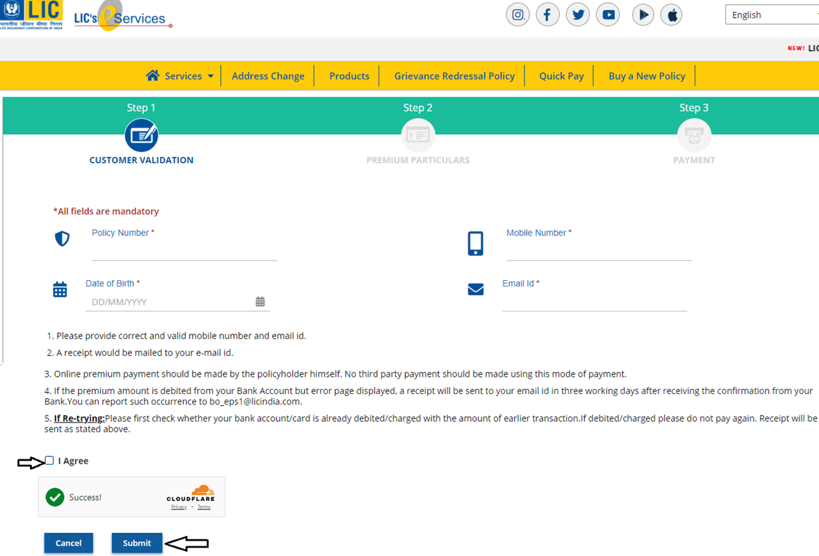 lic customer validation