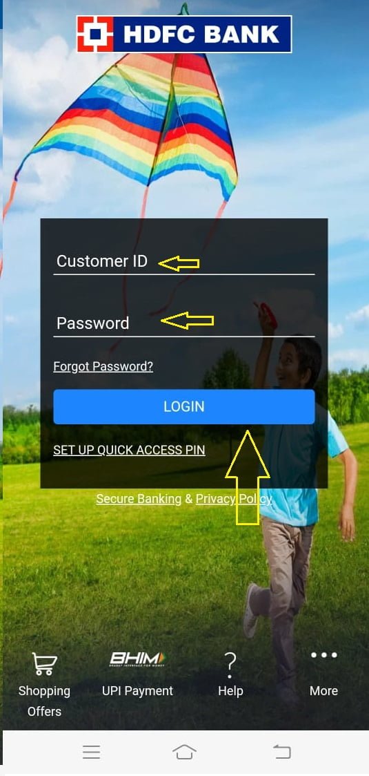 hdfc mobile app login