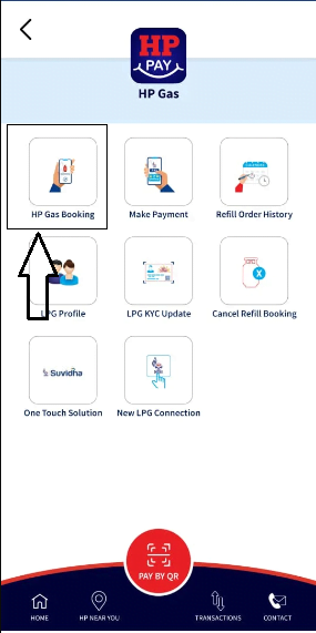 hp mobile app gas booking