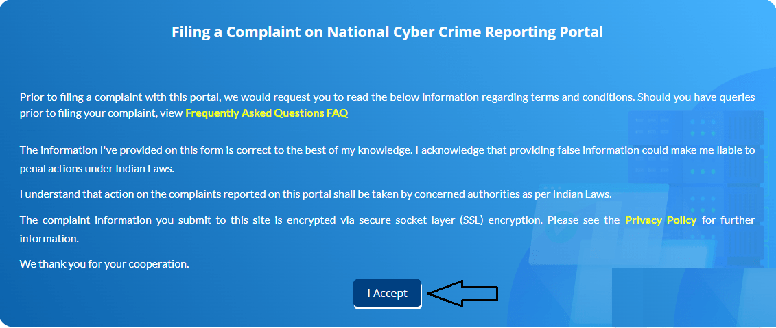 Cyber Crime Complaint i accept