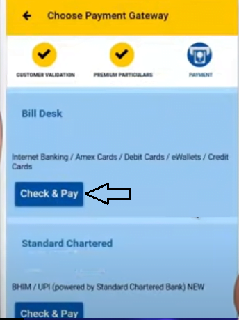 lic app check pay