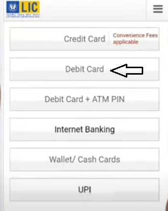 lic app payment option