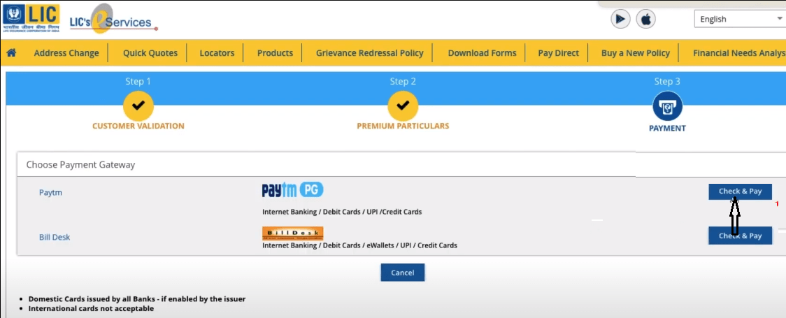 lic check & pay