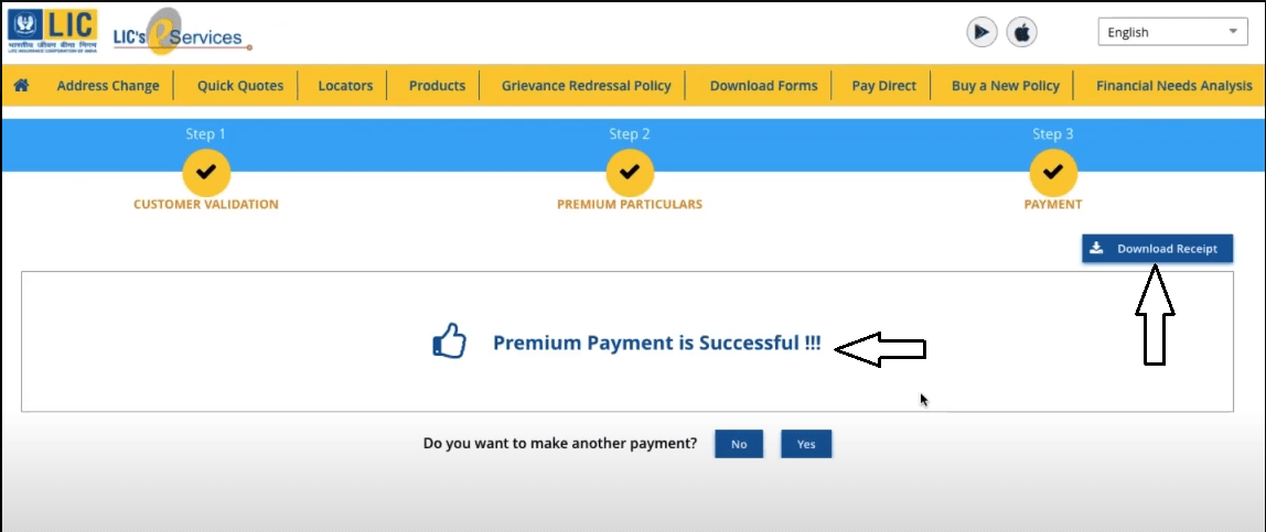 lic payment successful