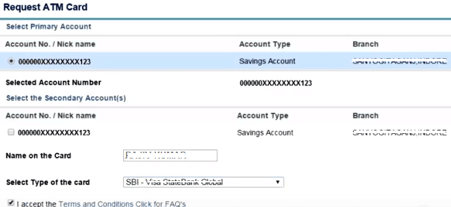 sbi atm form
