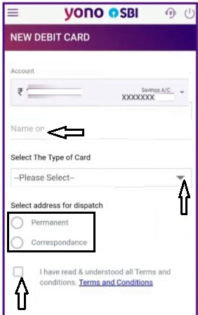 sbi yono debit card apply