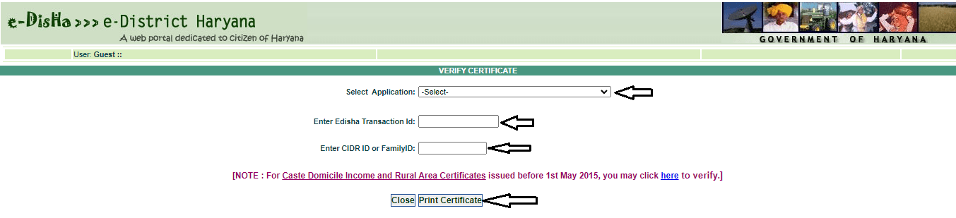 Haryana verification of certificate form
