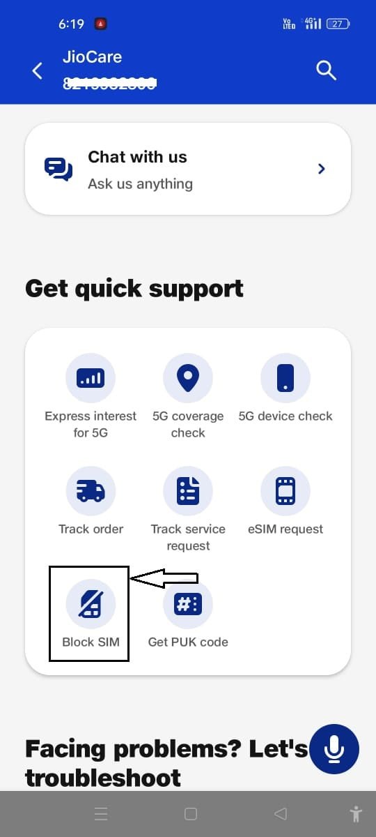 jio block sim