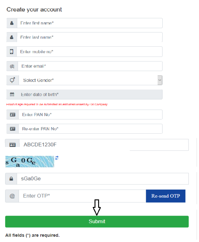 Petrol Pump online Registration