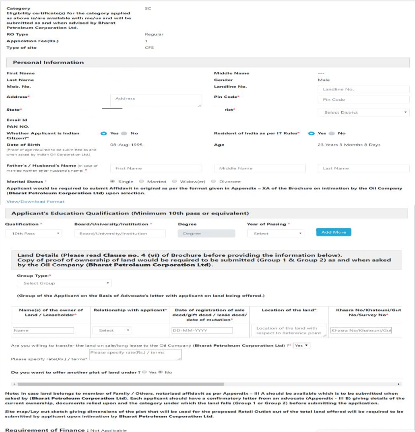 Petrol Pump online Apply