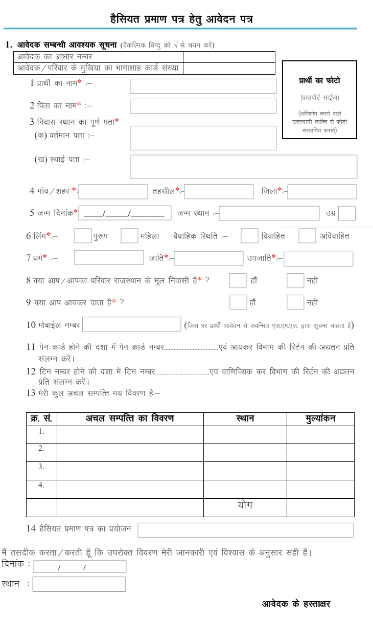 Haisiyat Praman Patra Form