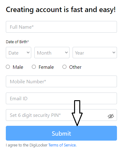 Digilocker App sign up