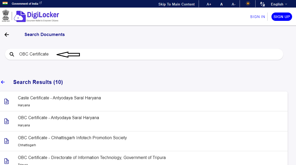 OBC Certificate 