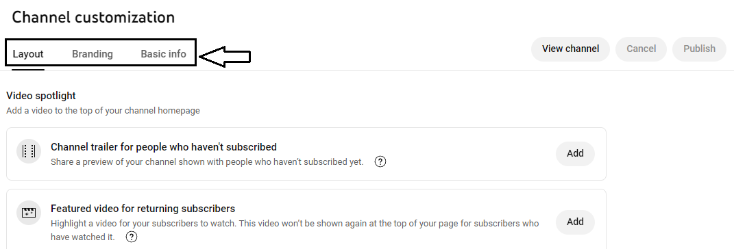 YouTube Channel customization