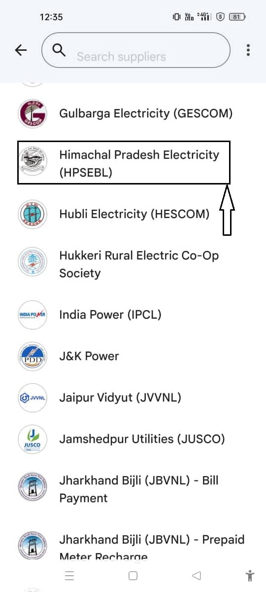 Google Pay Electricity Company list