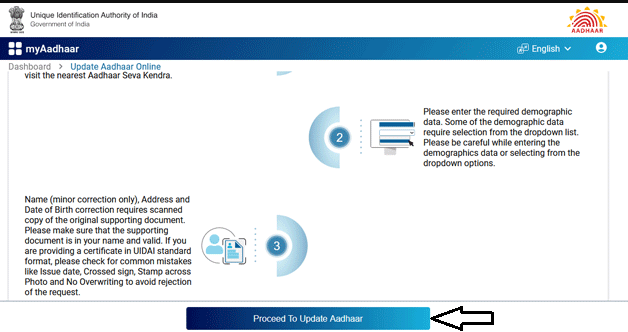 Proceed To Update Aadhaar