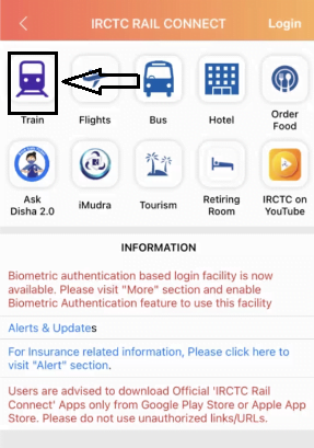 ITCTC Mobile app vacant seat