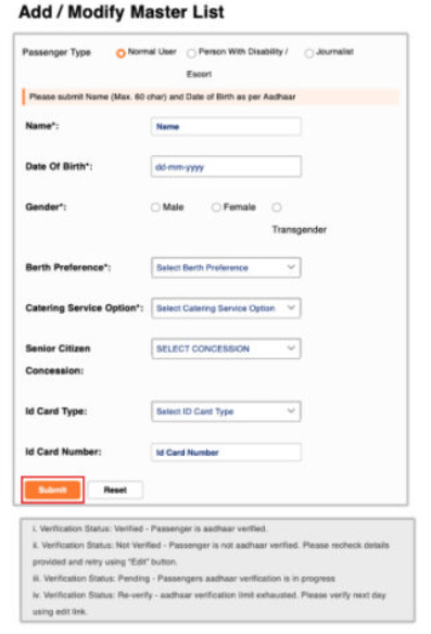 IRCTC Account ko Aadhaar se Link 