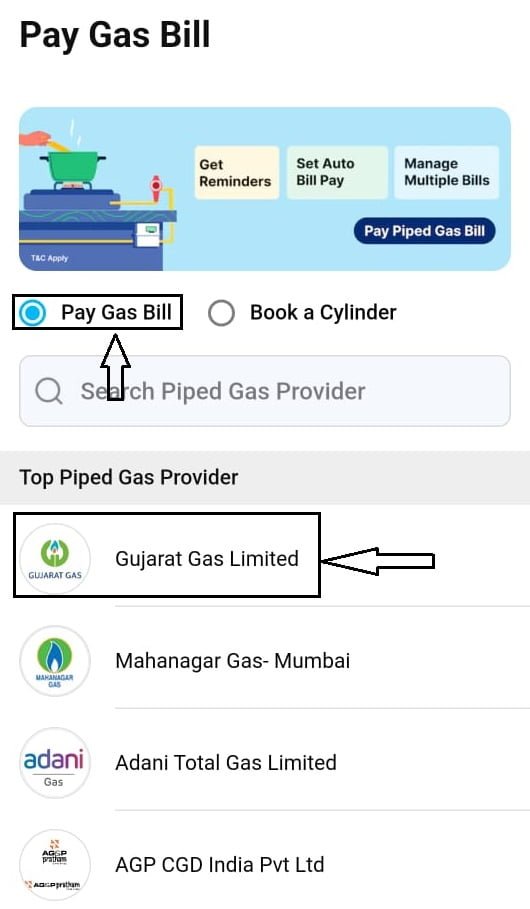 Paytm App Pay Gujarat Gas Bill 