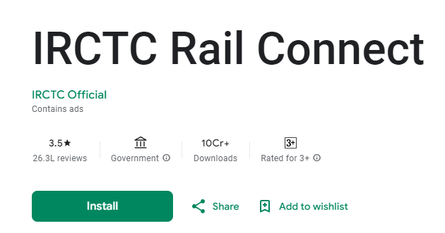 IRCTC Rail Connect App