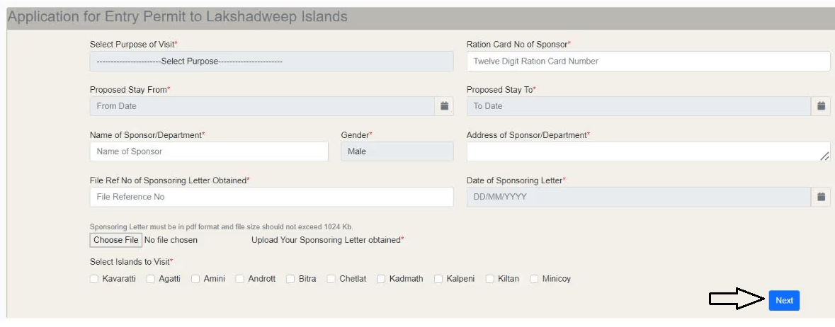 Lakshadweep permit Apply Kare