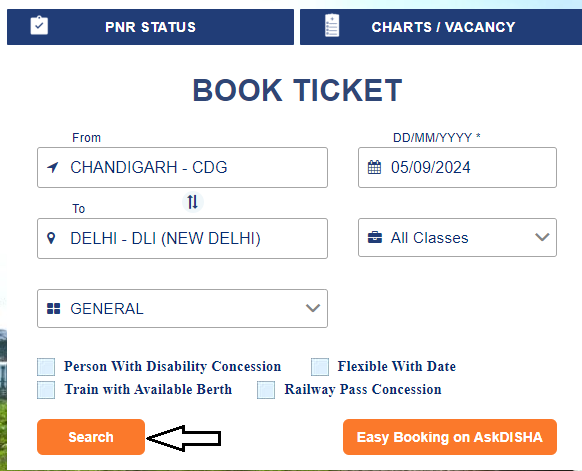 Vande Bharat Train Ticket Booking Kare