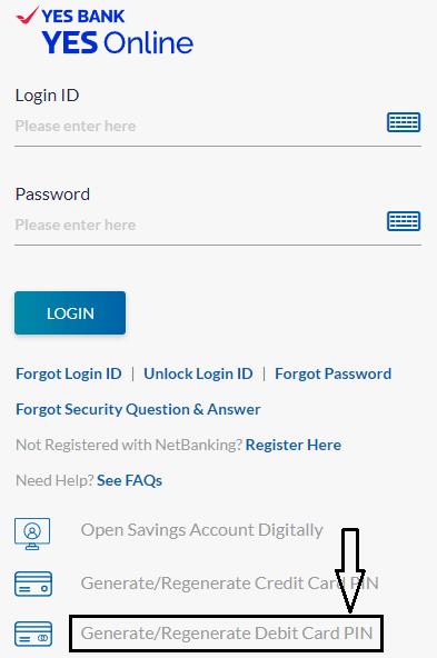 YES Bank Debit PIN