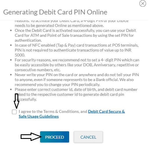 YES Bank Debit PIN Generate 