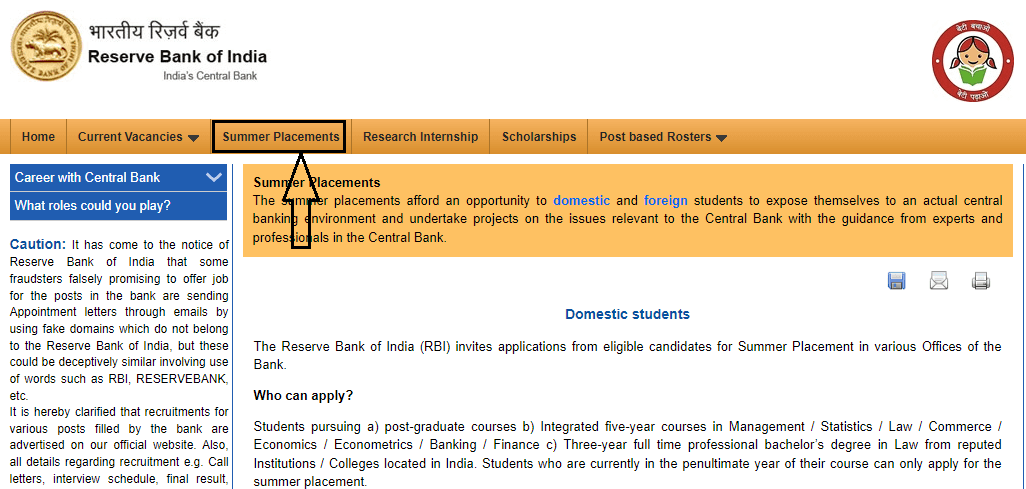 RBI Summer Internship