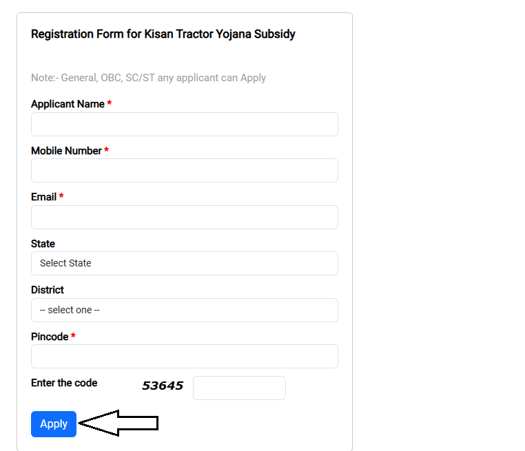 Kisan Tractor Yojana Registration