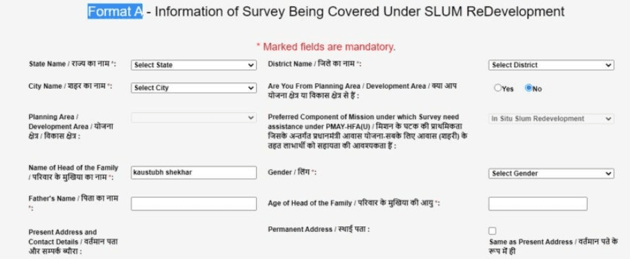 PM Awas Yojana Online registration
